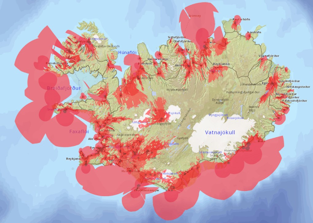 Vodafone coverage in Iceland