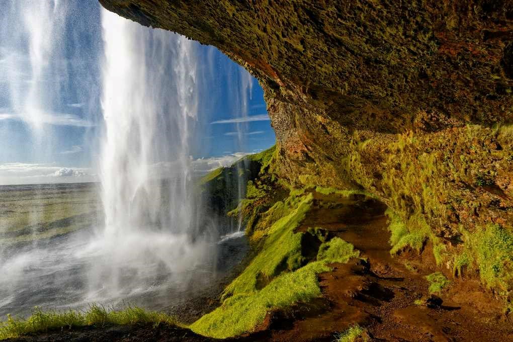 Seljalandsfoss waterfall in Iceland in summer Seljalandsfoss waterfall in Iceland in summer